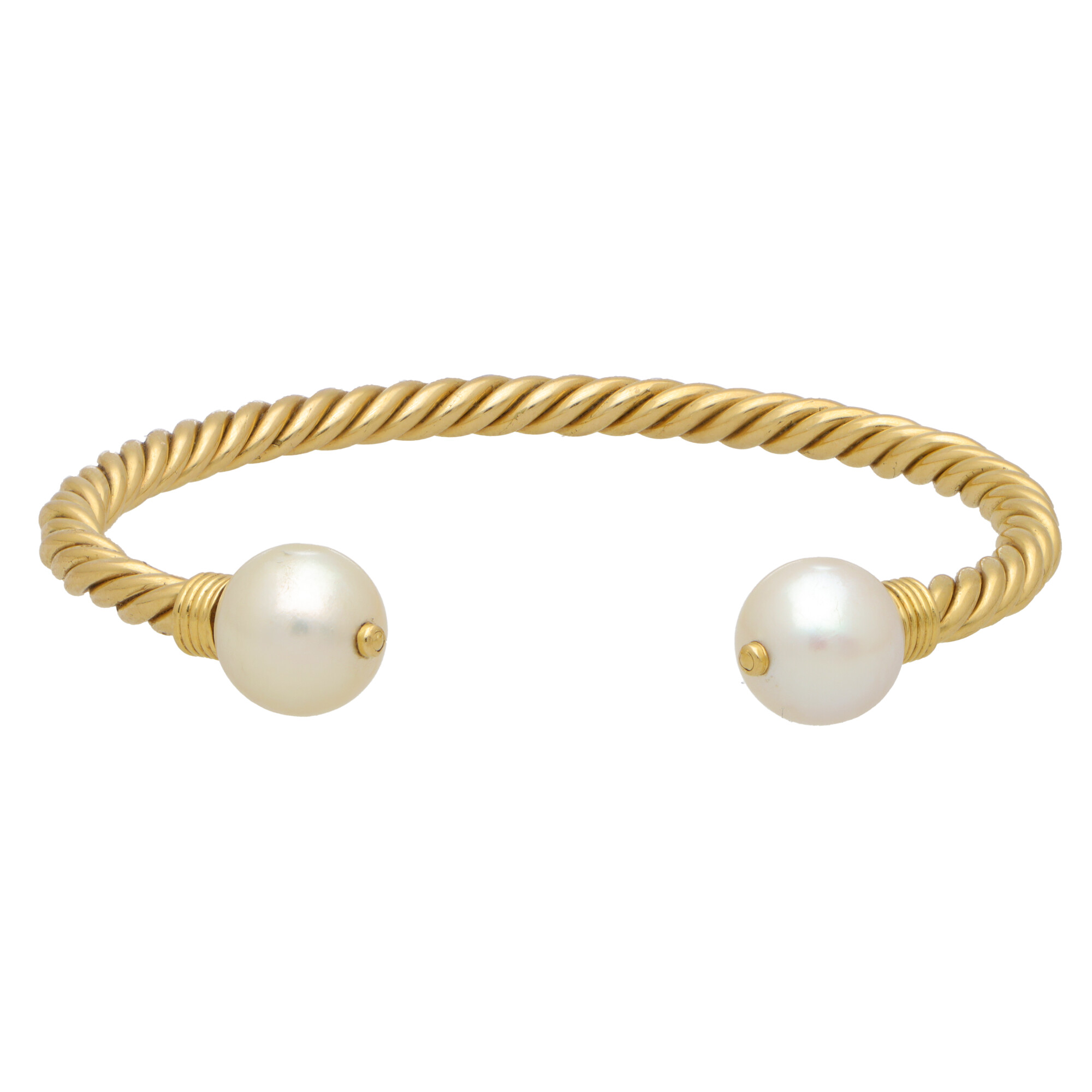 8mm Crystal White Pearl Bless Bracelet - Gold Links | The Good Life Boutique