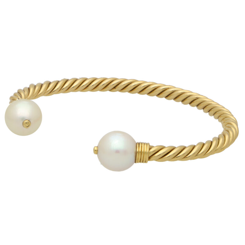 Vintage Bulgari Pearl Twist Rope Torque Bangle