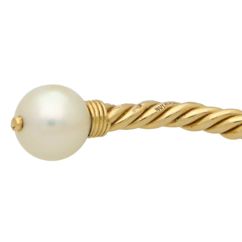 Vintage Bulgari Pearl Twist Rope Torque Bangle