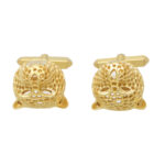 Vintage Panther Head Swivel Cufflinks in Platinum and Gold