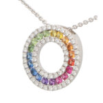 Rainbow Sapphire and Diamond Circle Pendant