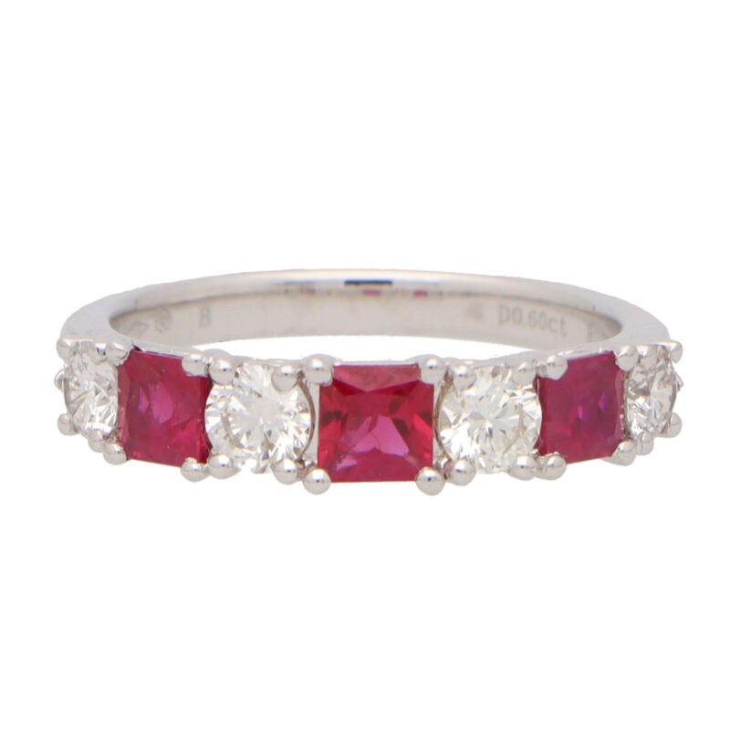 Ruby And Diamond Half Eternity Ring