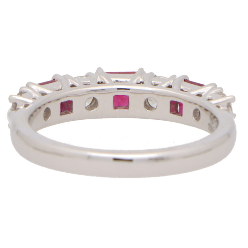 Ruby And Diamond Half Eternity Ring