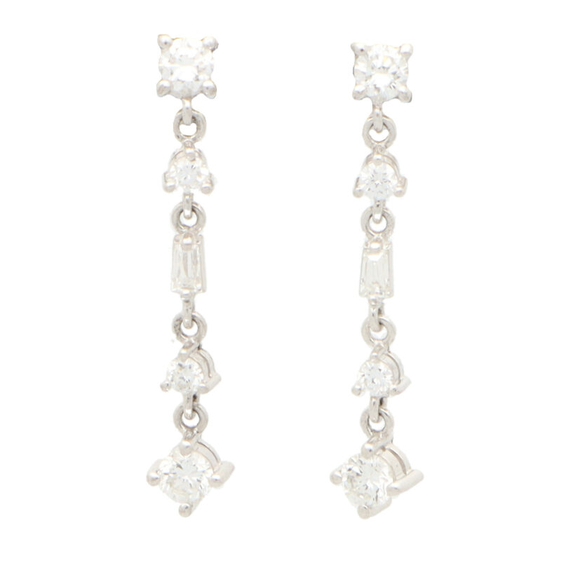 Contemporary Style Diamond Drop Earrings