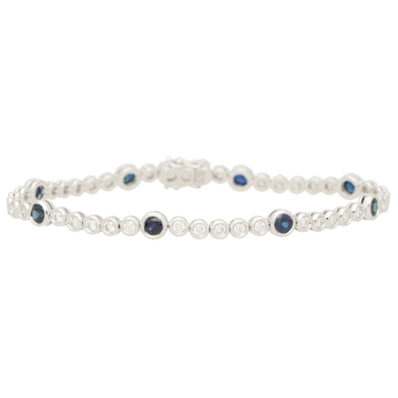 Contemporary Sapphire and Diamond Line Bracelet