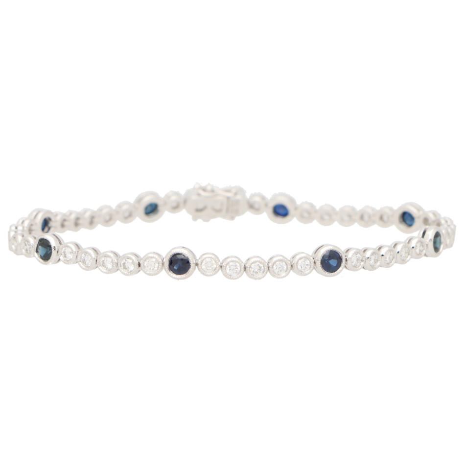Contemporary Sapphire and Diamond Line Bracelet
