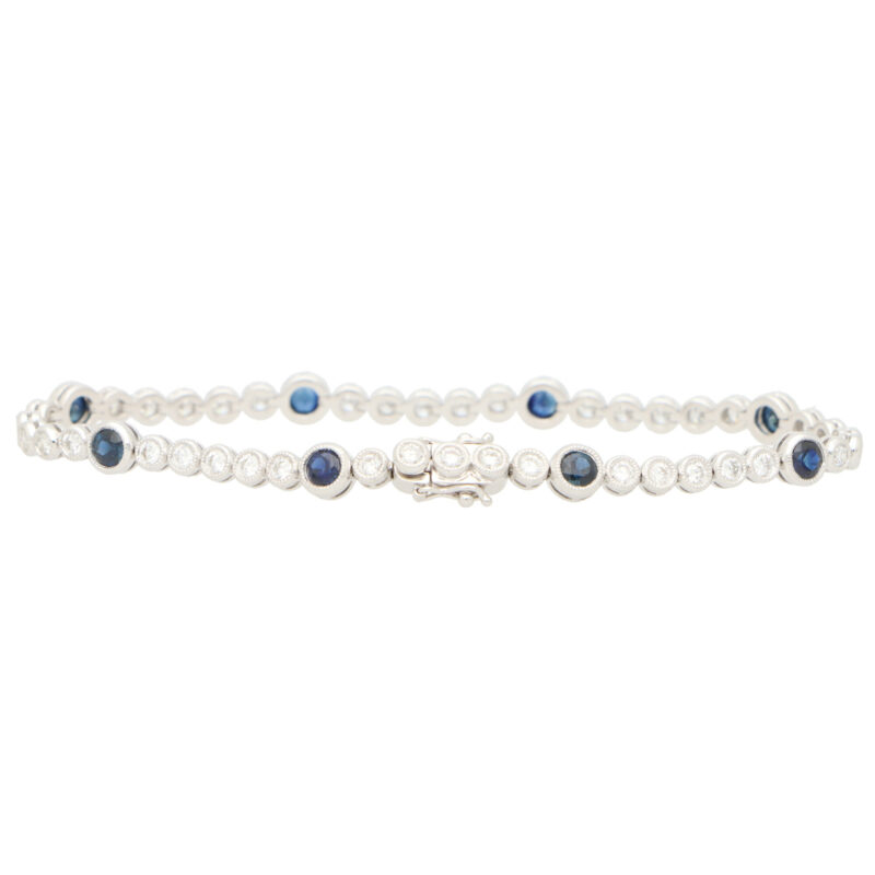 Contemporary Sapphire and Diamond Line Bracelet