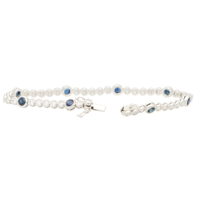 Contemporary Sapphire and Diamond Line Bracelet