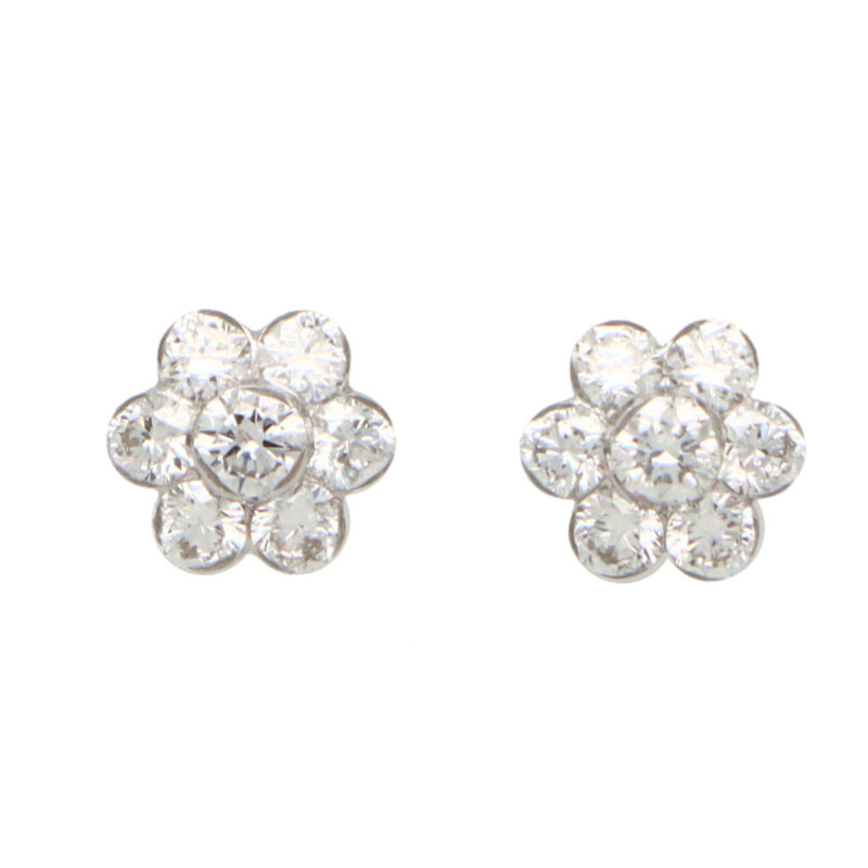 Floral Cluster Diamond Stud Earrings