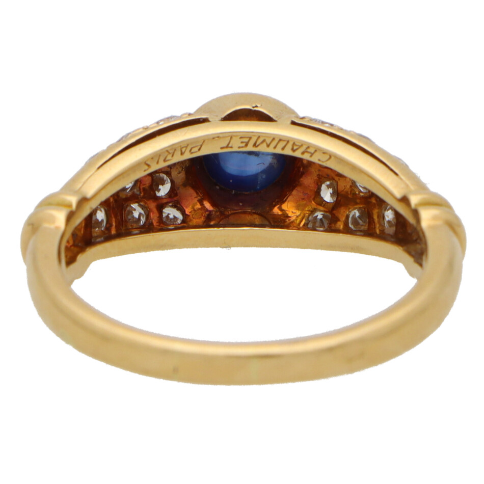 Vintage Chaumet Paris Sapphire and Diamond Ring