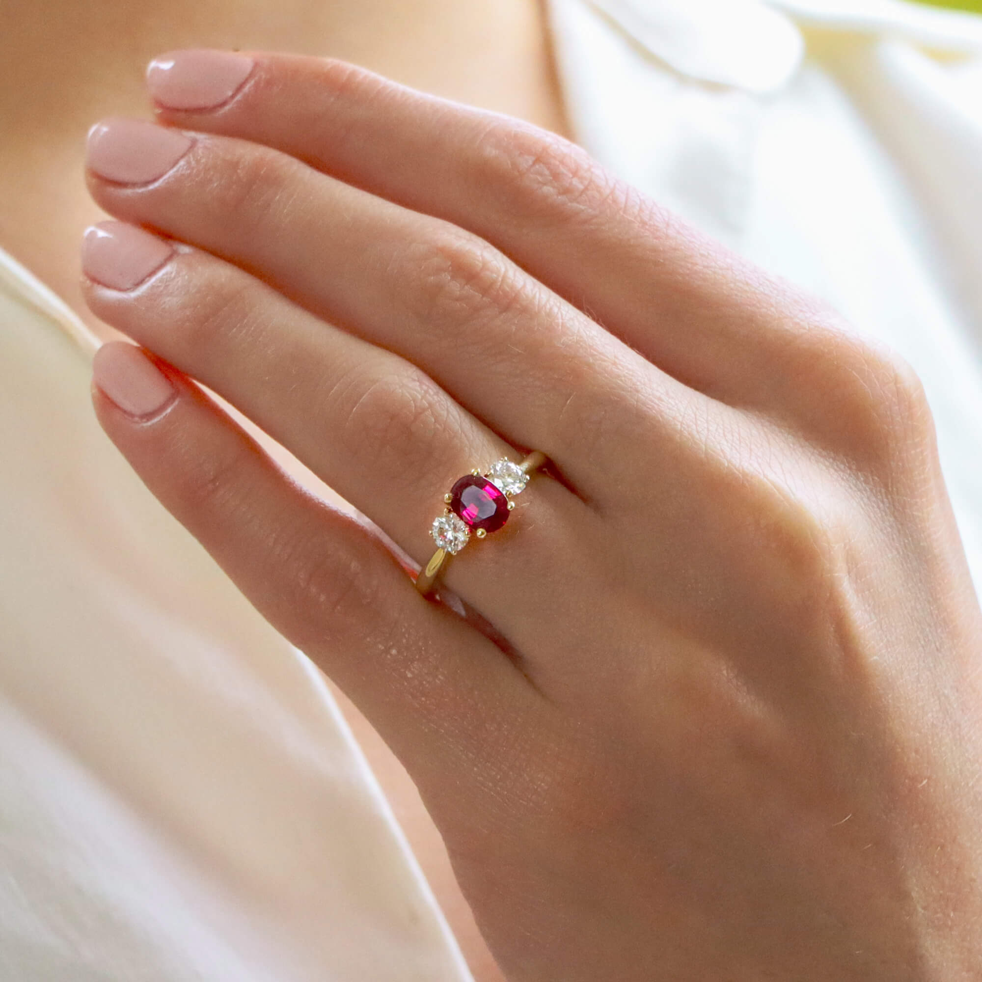 Vintage ruby wedding discount ring sets