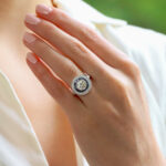 GIA Certified Art Deco Style Sapphire and Diamond Target Ring