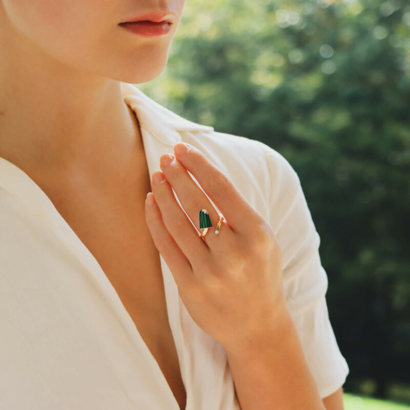 Vintage Bvlgari Malachite and Diamond Gelati Ring