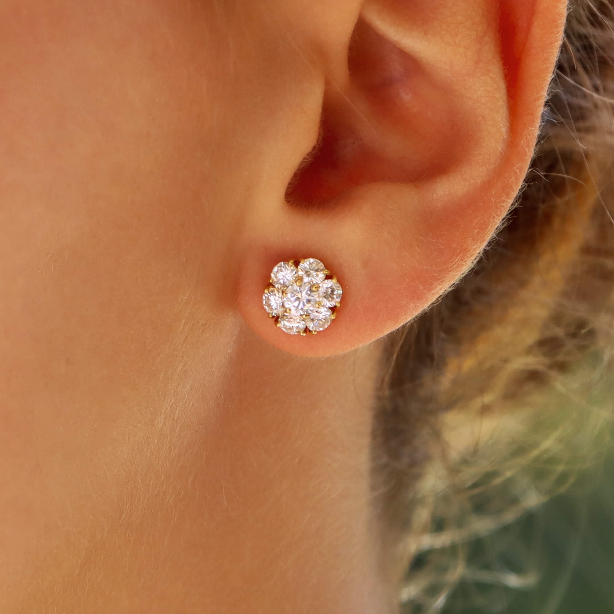 Vintage Van Cleef Arpels Fleurette Diamond Cluster Earrings