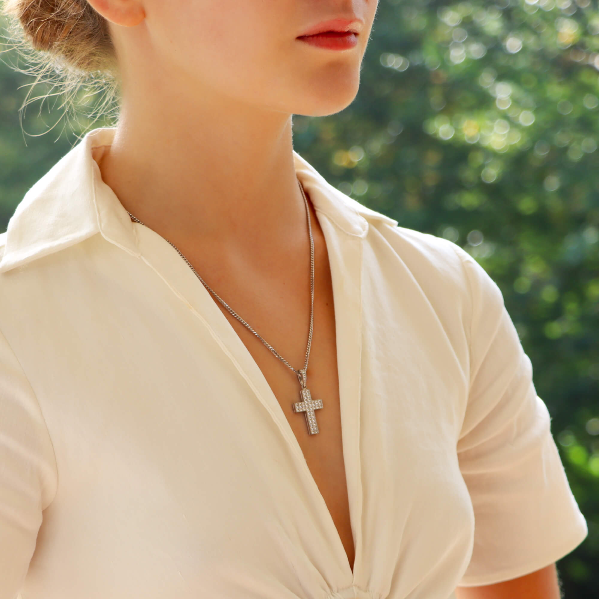 Cartier diamond cross necklace cheap