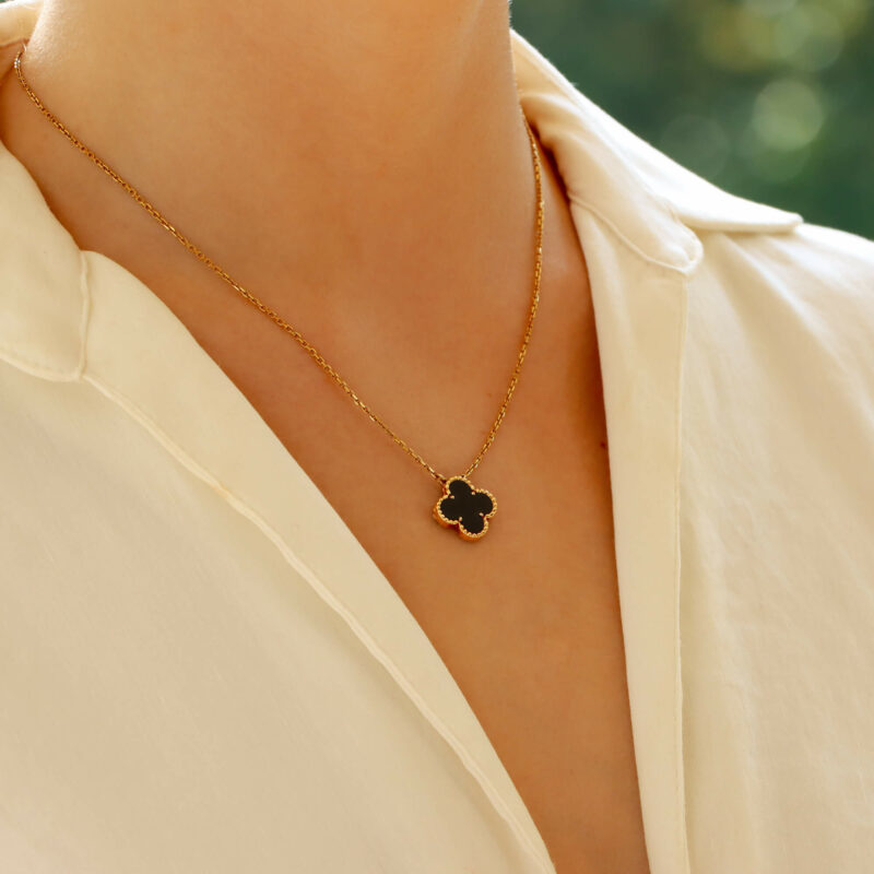 Vintage Van Cleef & Arpels Onyx Alhambra Pendant