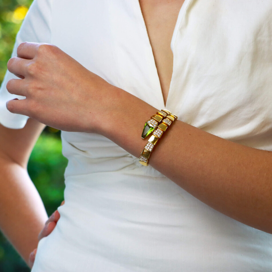 Vintage Bvlgari Peridot and Diamond Serpenti Bracelet
