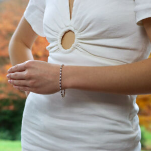 Contemporary Sapphire and Diamond Line Bracelet in Yellow Gold