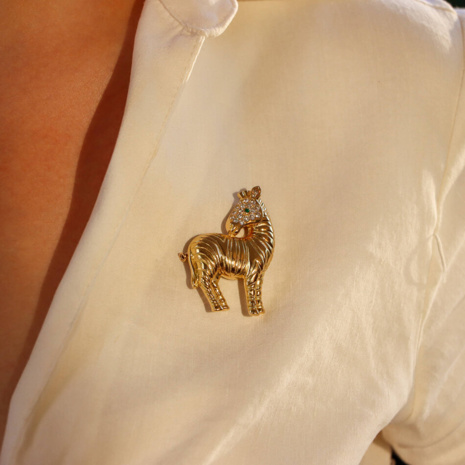 Vintage Tiffany & Co. Diamond Zebra Brooch