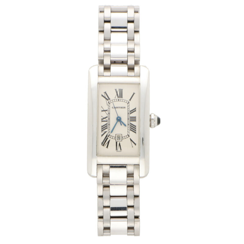 Mid size white gold Cartier Tank Americaine wrist watch