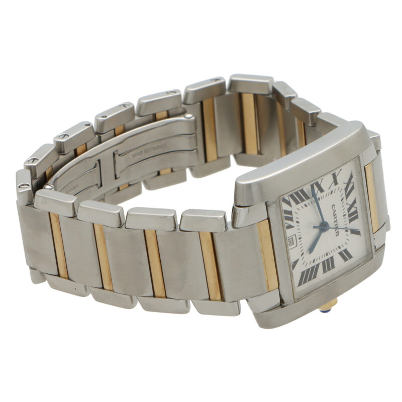 18 carat gold and stainless steel Cartier Tank Francasie watch