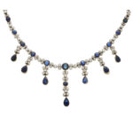 Edwardian Sapphire Convertible Tiara, Necklace and Earrings