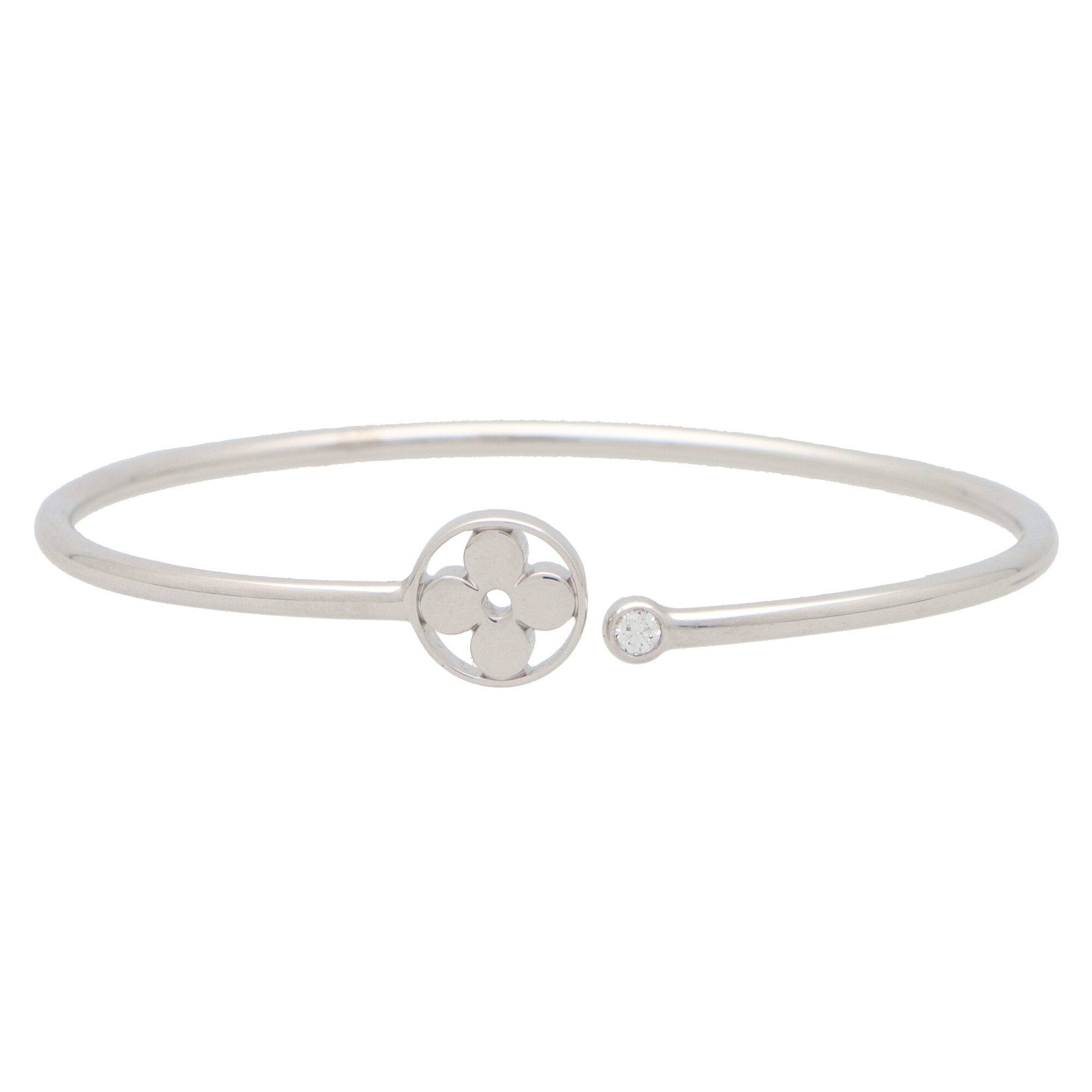 Louis Vuitton Idylle Blossom Twist Bracelet, White Gold and Diamonds Grey. Size S