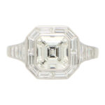 GIA Certified Art Deco Style Asscher Cut Diamond Ring