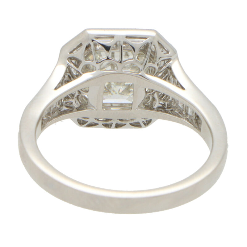 GIA Certified Art Deco Style Asscher Cut Diamond Ring