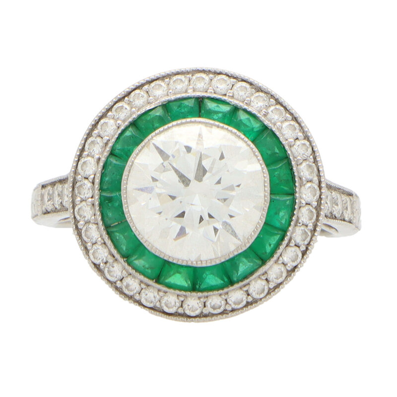 GIA Certified Double Emerald Target Ring