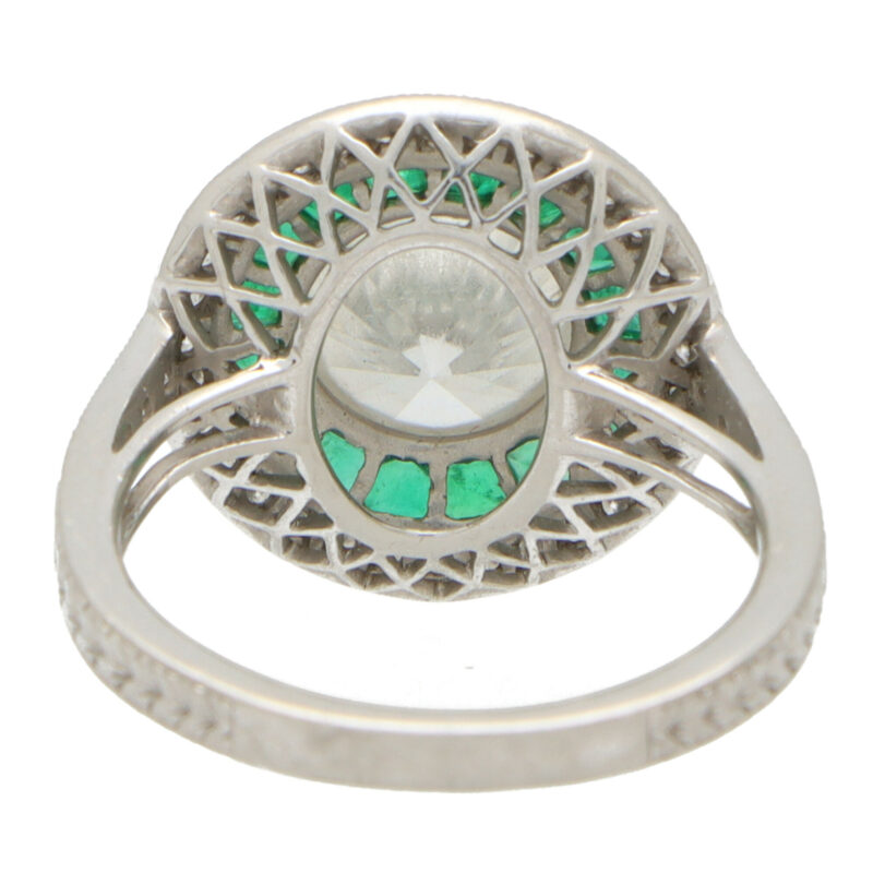 GIA Certified Double Emerald Target Ring