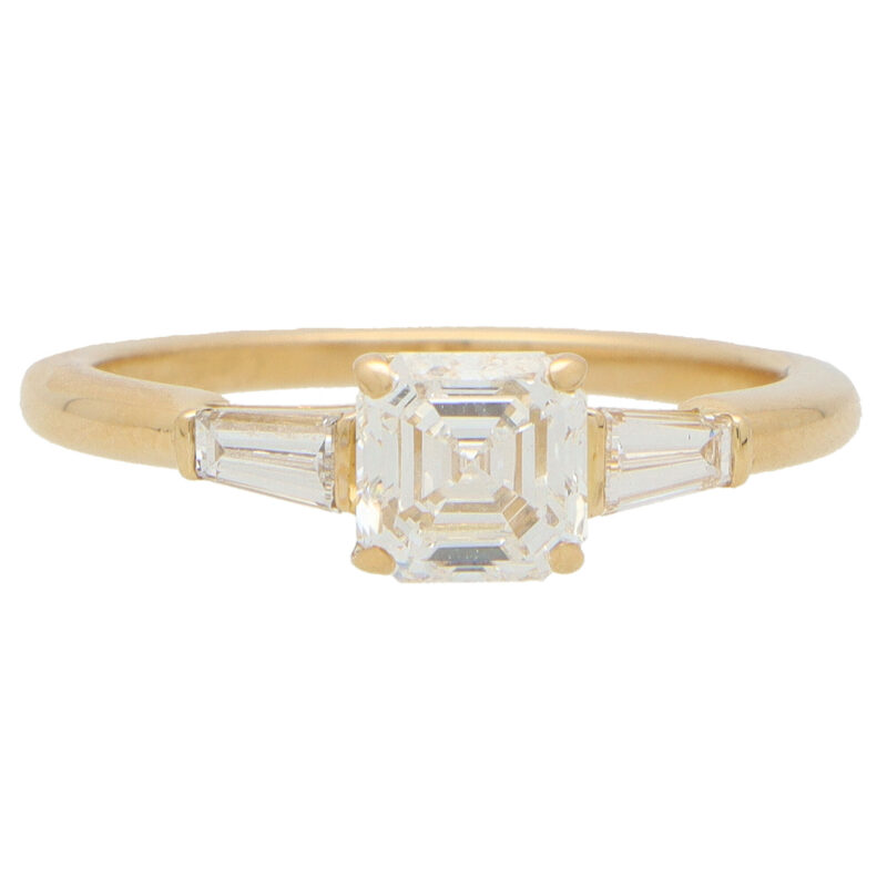 Certified Vintage Cartier Asscher Cut Diamond Ring