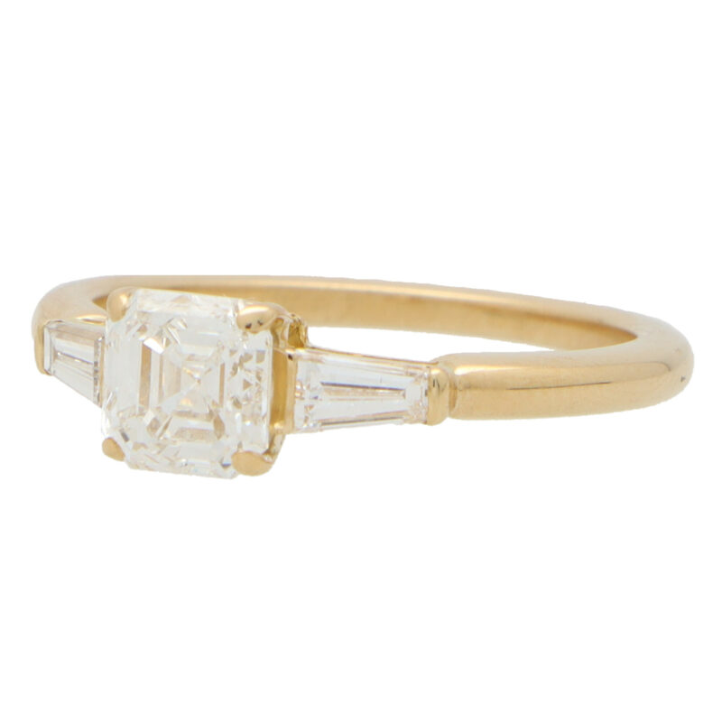 Certified Vintage Cartier Asscher Cut Diamond Ring