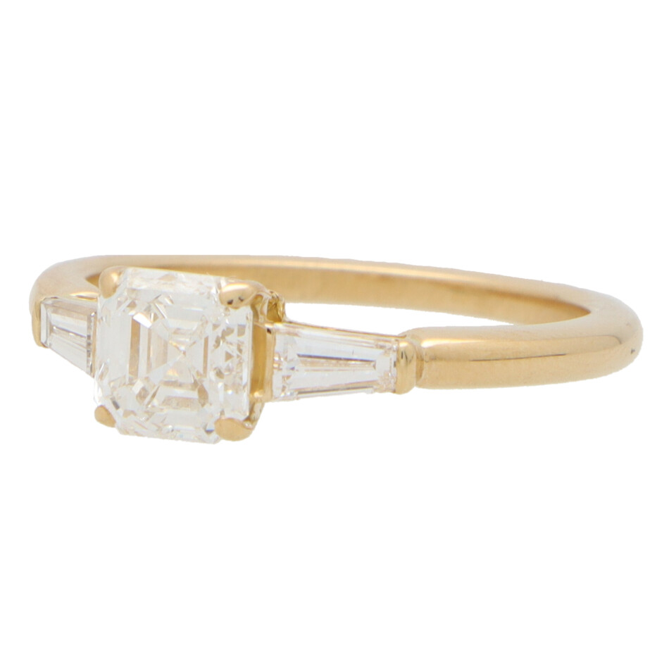 Certified Vintage Cartier Asscher Cut Diamond Ring