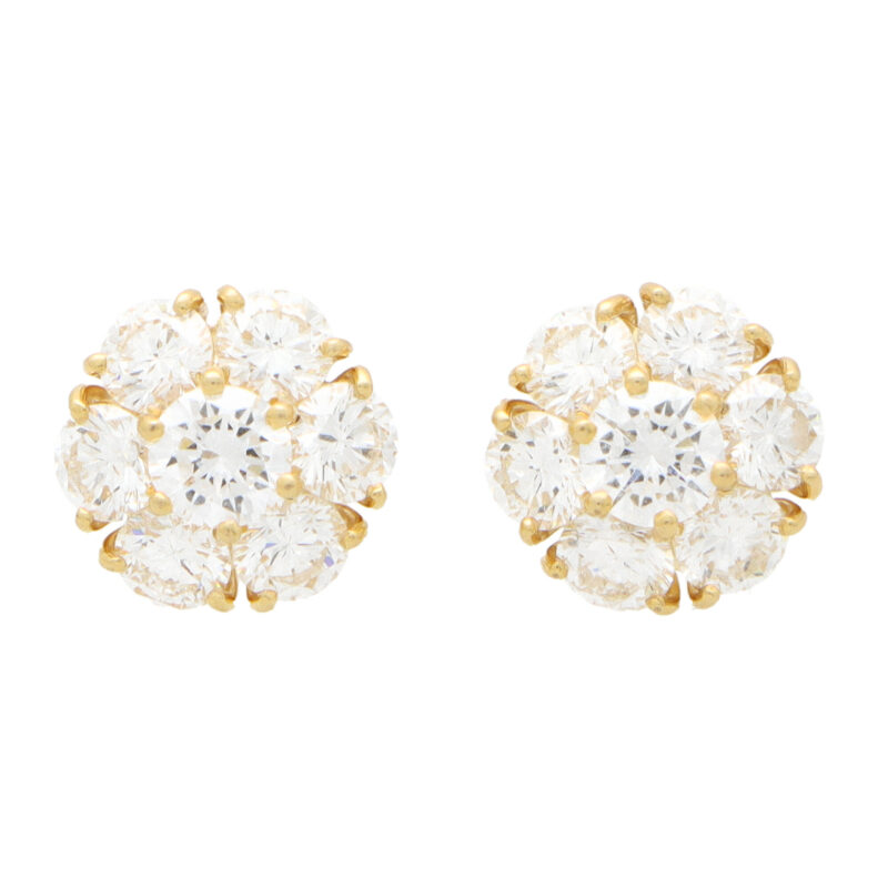 Vintage Van Cleef & Arpels Fleurette Diamond Cluster Earrings