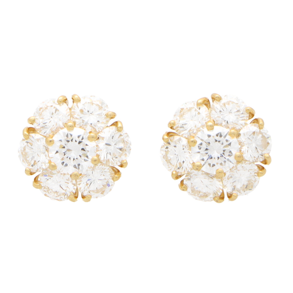 Vintage Van Cleef & Arpels Fleurette Diamond Cluster Earrings