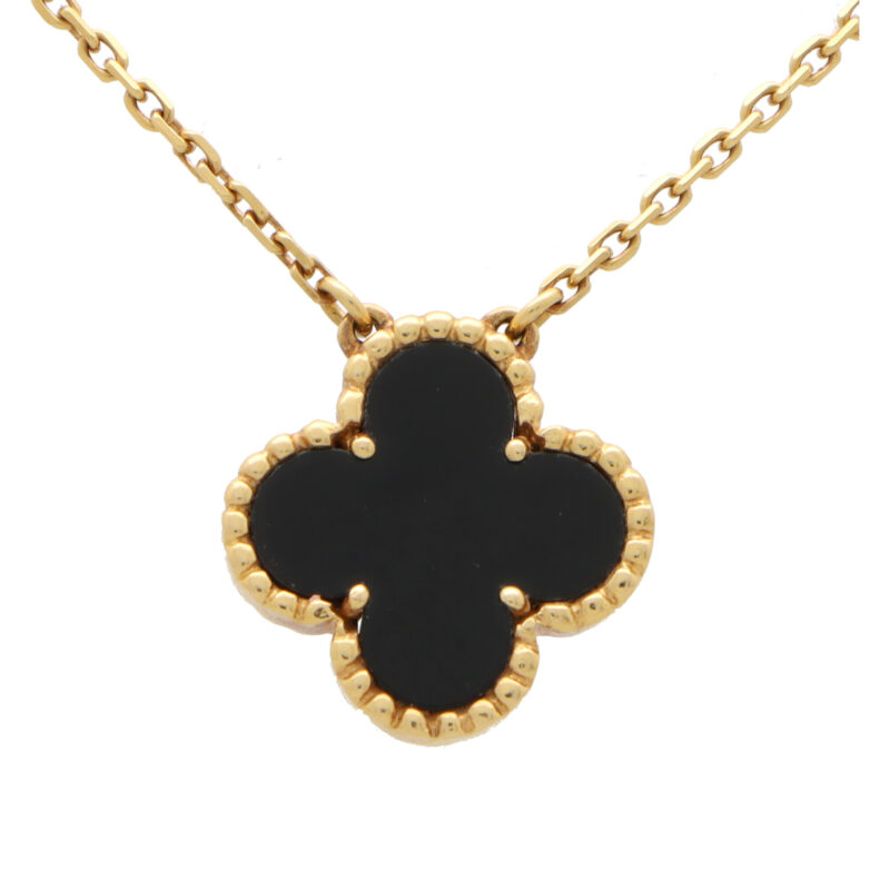 Vintage Van Cleef & Arpels Onyx Alhambra Pendant