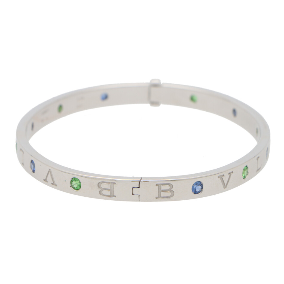Vintage Bulgari 'Roman Sorbets' Sapphire and Garnet Bangle