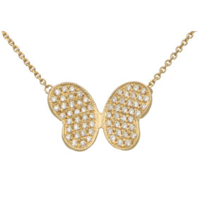 Diamond Butterfly Pendant in Yellow Gold