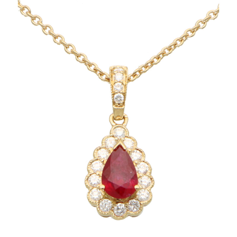 Ruby and Diamond Pear Shape Pendant