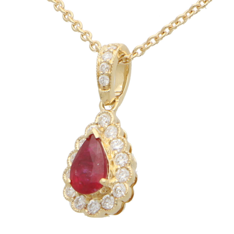 Ruby and Diamond Pear Shape Pendant