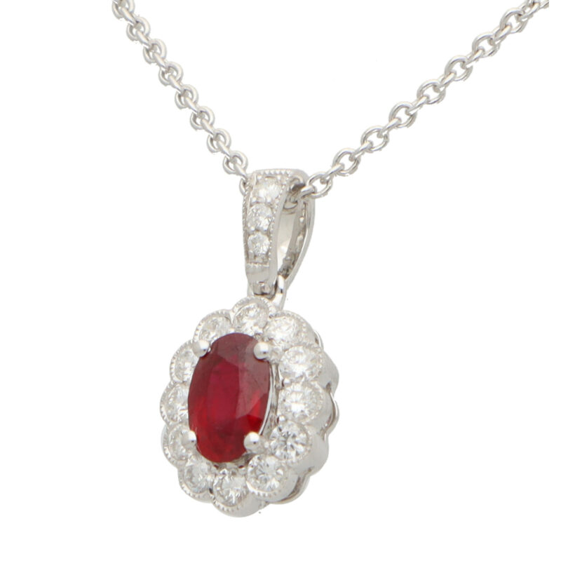 Ruby and Diamond Oval Pendant