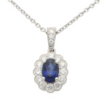 Sapphire and Diamond Oval Pendant