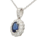 Sapphire and Diamond Oval Pendant