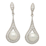 Diamond and Pearl Drop Earrings