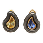 Vintage Poiray Blue and Yellow Sapphire Earrings