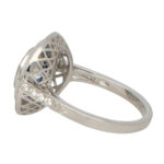 GIA Certified Art Deco Style Sapphire and Diamond Target Ring