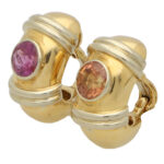 Vintage Poiray Pink and Orange Sapphire Earrings