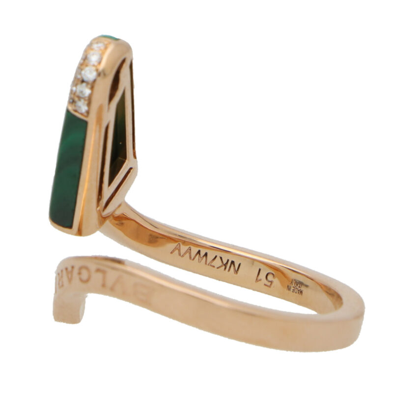 Vintage Bvlgari Malachite and Diamond Gelati Ring