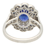 Royal Blue Sapphire and Diamond Floral Cluster Ring